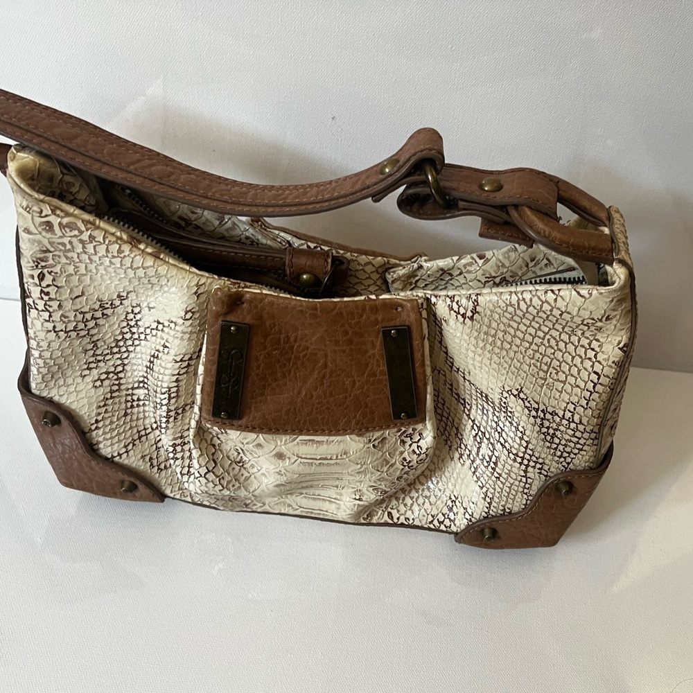 Jessica Simpson faux snakeskin & leather shoulder bag